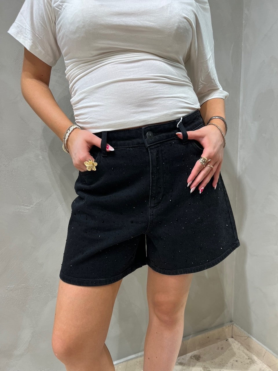 PCGABI Shorts - Black Denim