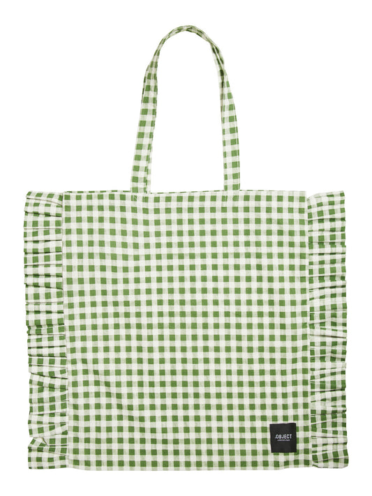 OBJCHECKED Shopping Bag - Artichoke Green