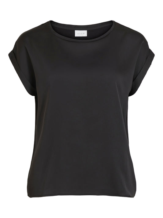 VIELLETTE S/S Satin Top - black