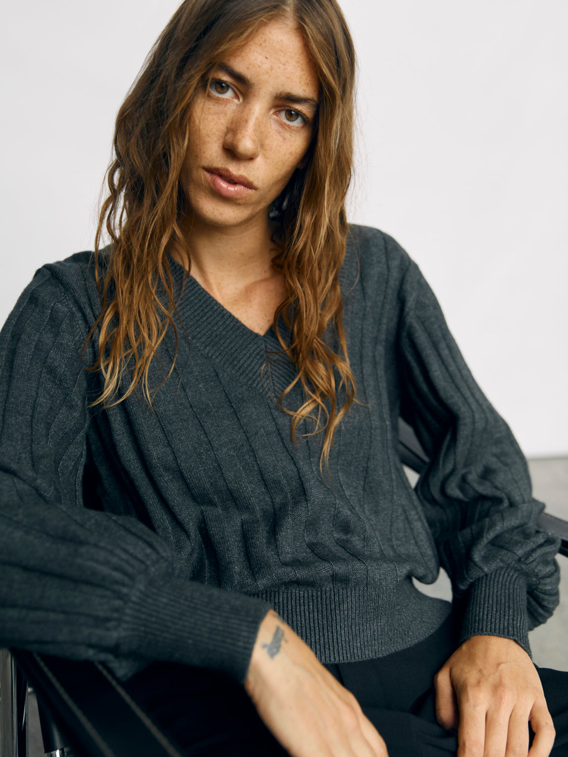 OBJALICE Pullover - Dark Grey Melange