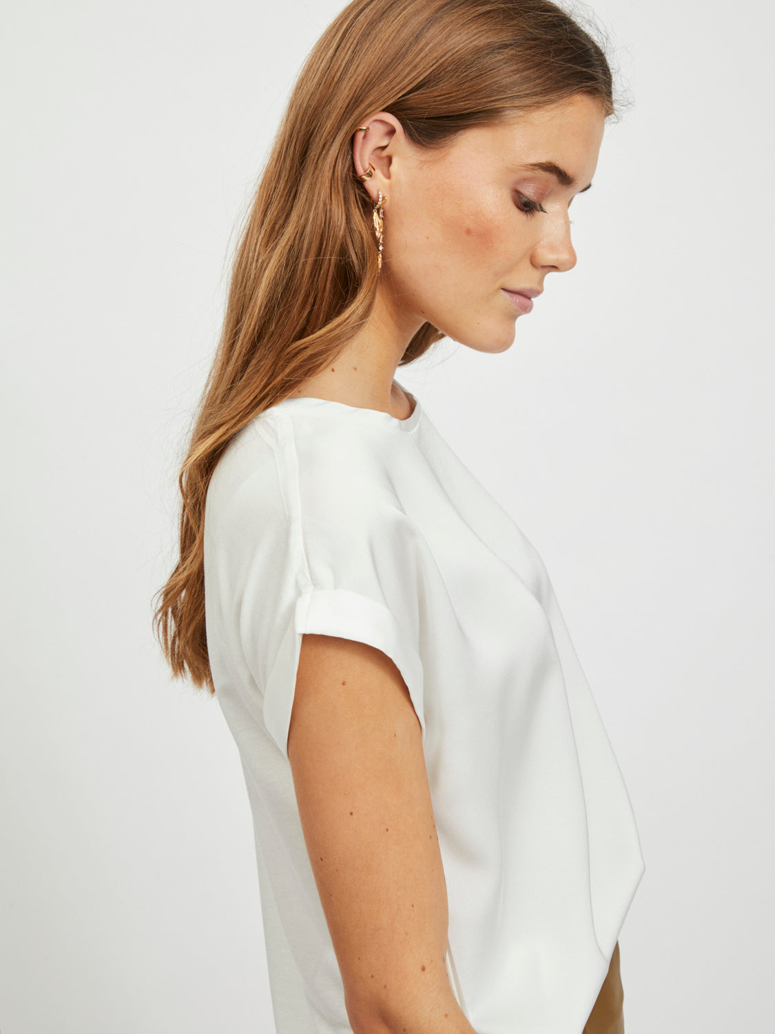 VIELLETTE S/S Satin Top - snow white